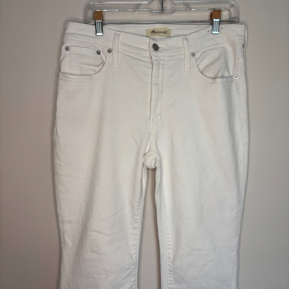 MADEWELL High Rise Kick Cut Jeans Womens 30 White Stretch Pockets
